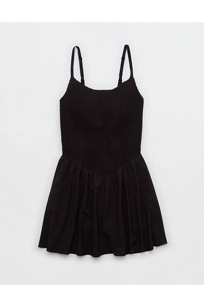 OFFLINE By Aerie Real Me Smocked Flowy Dress True Black
