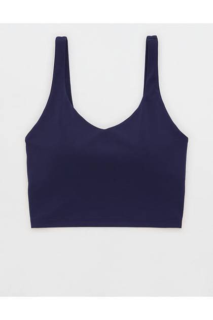 OFFLINE By Aerie Real Me Low Key Longline Sports Bra Navy
