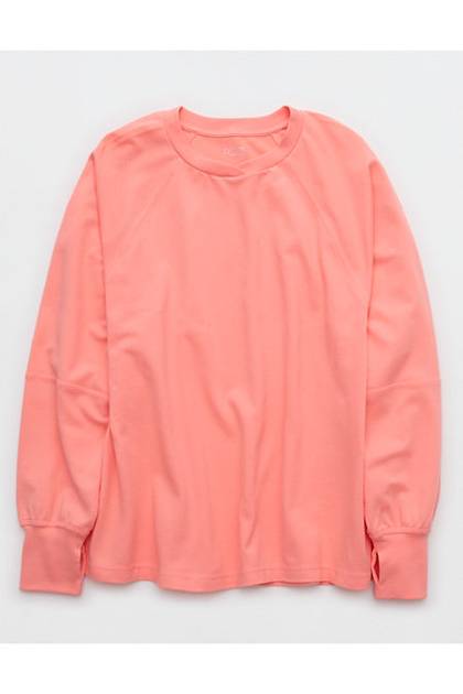 OFFLINE By Aerie Pique Long Sleeve T-Shirt Wild Peach