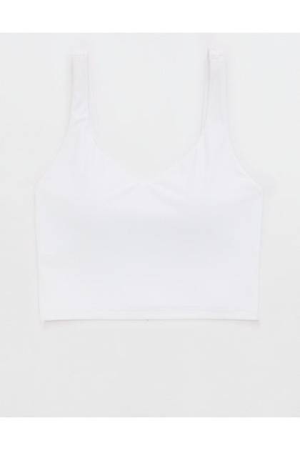 OFFLINE By Aerie Real Me Low Key Longline Sports Bra White