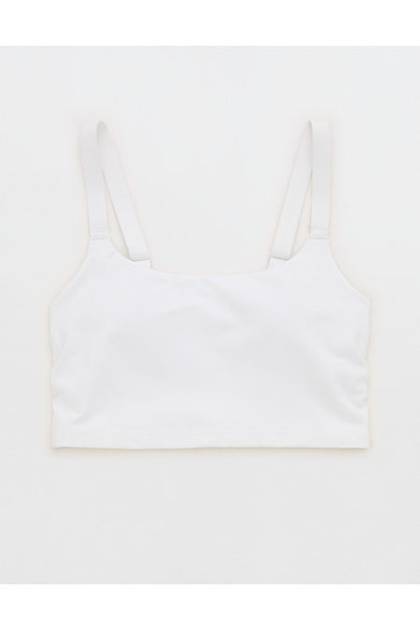 OFFLINE By Aerie The Hugger Ruched Longline Sports Bra White