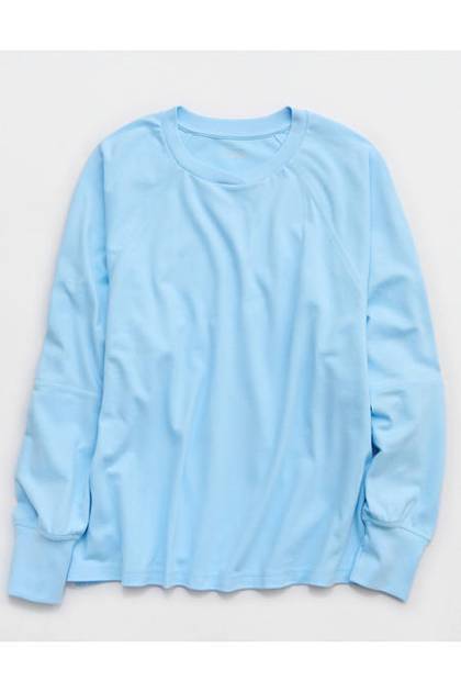 OFFLINE By Aerie Pique Long Sleeve T-Shirt Divine Blue