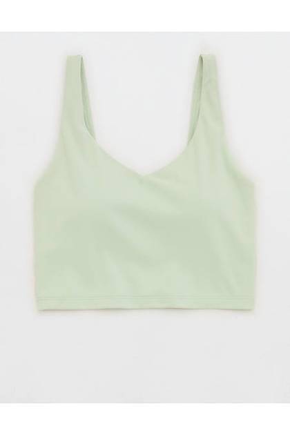 OFFLINE By Aerie Real Me Low Key Longline Sports Bra Aloe
