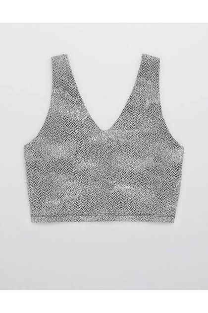 OFFLINE Herringbone Jacquard Longline Sports Bra True Black