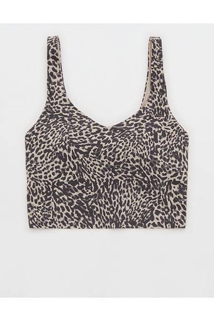 OFFLINE By Aerie Real Me Low Key Longline Sports Bra Stone