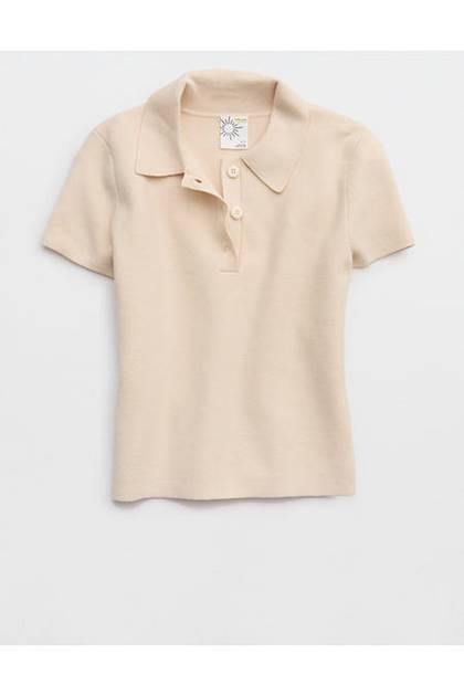 OFFLINE By Aerie Sweater Polo Natural