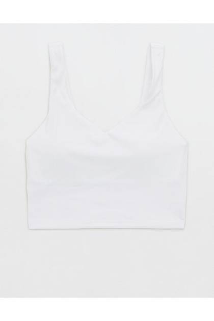 OFFLINE By Aerie Real Me Low Key Longline Sports Bra White