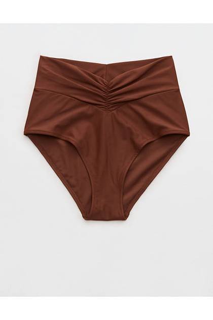 Aerie Ruched High Waisted Full Coverage Bikini Bottom Universe