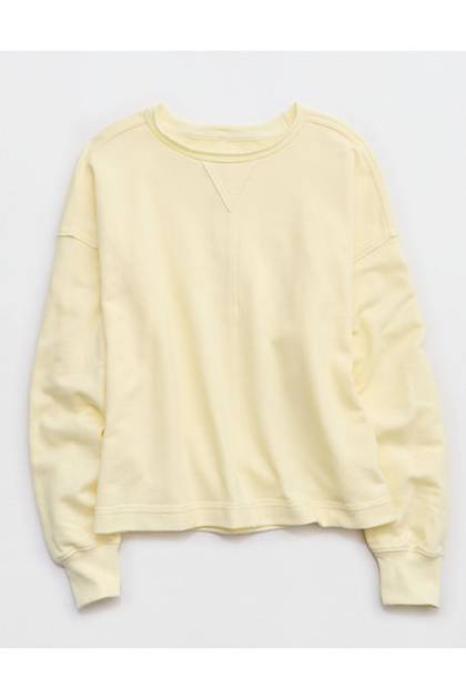 Aerie Vacay Crew Sweatshirt Cozy Yellow