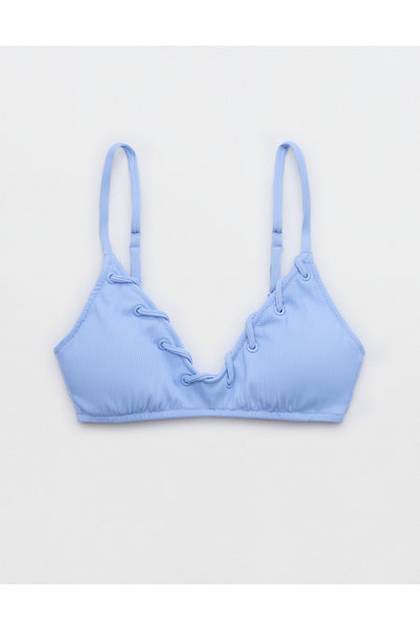 Aerie Ribbed Voop Bikini Top Ocean Sky