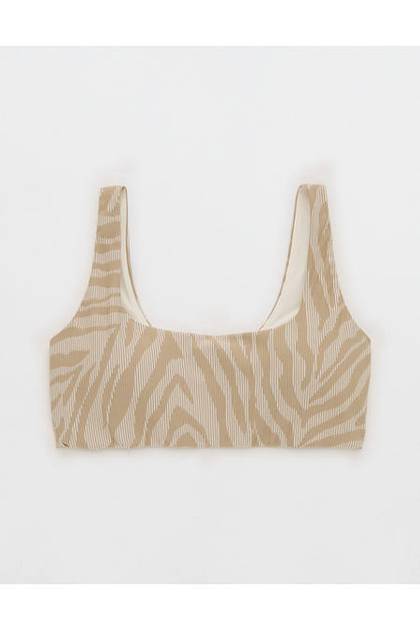 OFFLINE By Aerie Stripe Rib Classic Sports Bra Toasted Almond