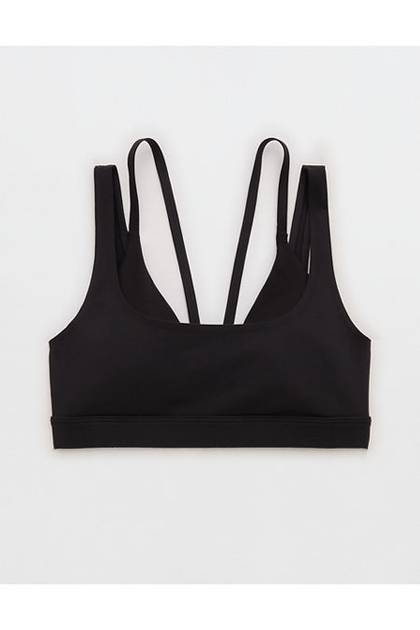 OFFLINE By Aerie The Hugger Layered Sports Bra True Black