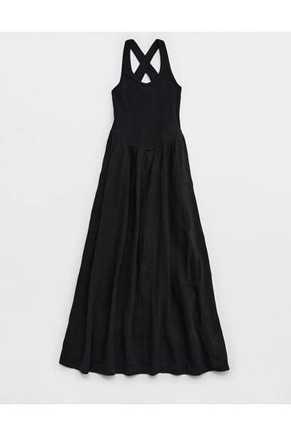 Aerie At The Barre Cross Back Dress True Black
