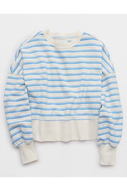 Aerie Classic Crew Sweatshirt Eyelet Blue