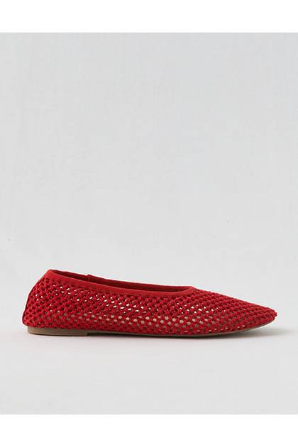 Aerie Crochet Ballet Flat Red