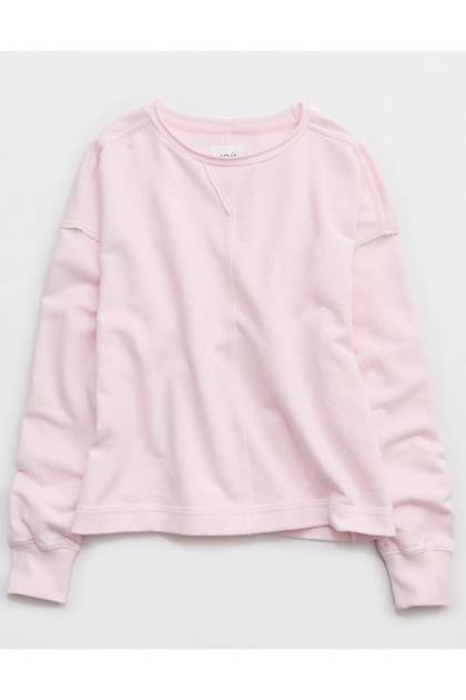 Aerie Vacay Crew Sweatshirt Pink Petal
