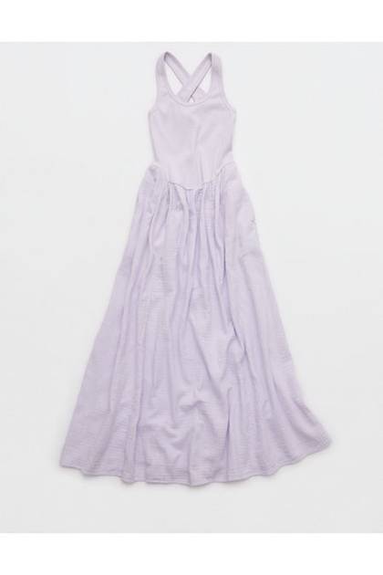 Aerie At The Barre Cross Back Dress Lavender Dawn