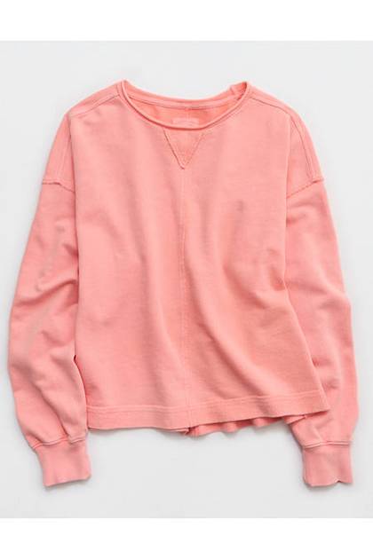 Aerie Vacay Crew Sweatshirt Wild Peach