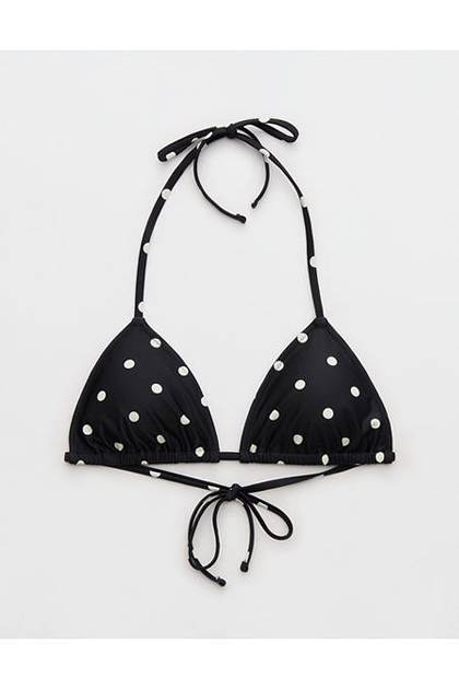 Aerie String Triangle Bikini Top True Black
