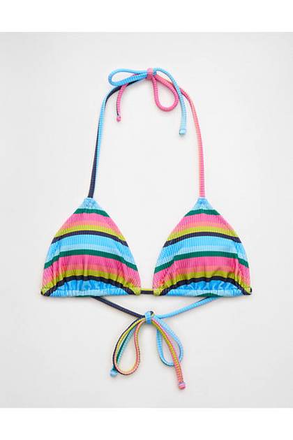 Aerie String Triangle Bikini Top Pink Punch