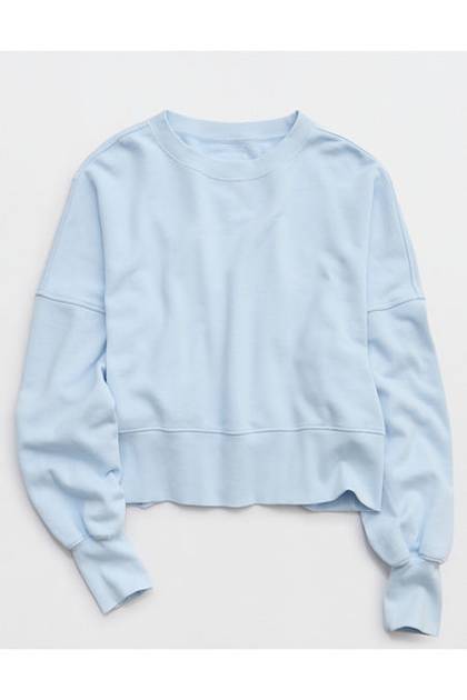 Aerie Classic Crew Sweatshirt Eyelet Blue