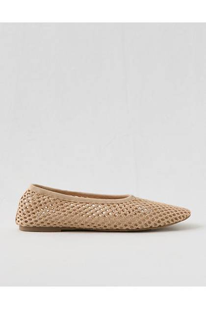 Aerie Crochet Ballet Flat Sandalwood