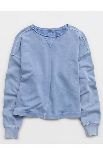 Aerie Vacay Crew Sweatshirt Blue Heaven