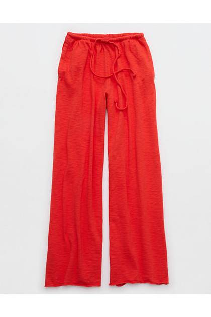Aerie It's Casual Knit Slub Trouser Orange Flare