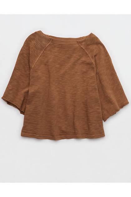 Aerie It's Casual Knit Slub T-Shirt Horizon