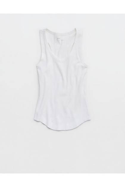 Aerie V-Neck Ribbed Tank Top White