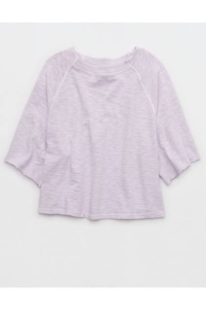Aerie It's Casual Knit Slub T-Shirt Lavender Dawn