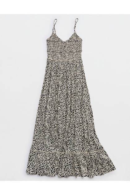 Aerie Button Front Maxi Dress Smoked Gray