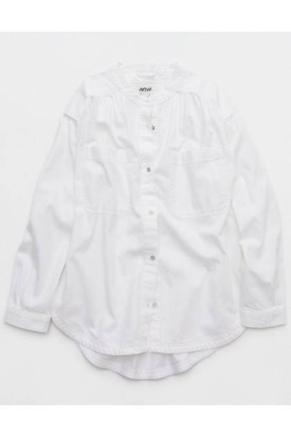 Aerie Roll With It Button Down Shirt White