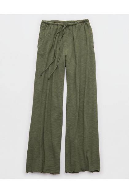 Aerie It's Casual Knit Slub Trouser Olive Fun