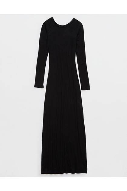 Aerie Bodycon Low Back Maxi Dress True Black