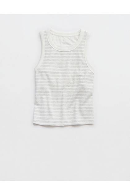 OFFLINE By Aerie Thumbs Up Heavyweight Cropped Tank Top Light Heather Gray