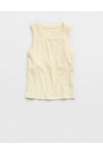 OFFLINE By Aerie Thumbs Up Heavyweight Cropped Tank Top Natural Yellow