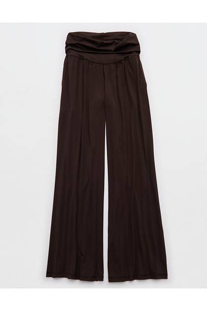 OFFLINE By Aerie Real Me Foldover Super Wide Leg Pant Deep Earth