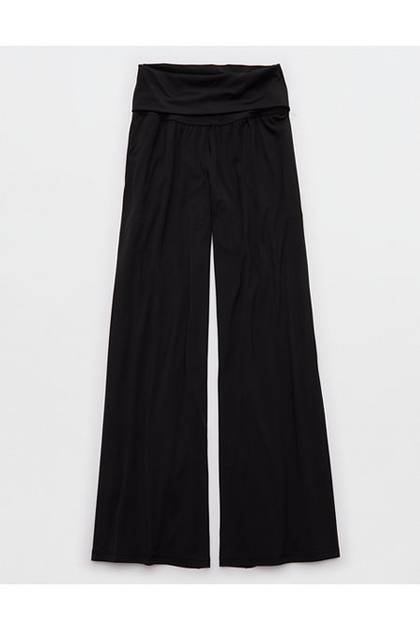 OFFLINE By Aerie Real Me Foldover Super Wide Leg Pant True Black