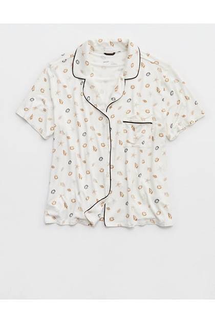 Aerie Real Soft® Short Sleeve Pajama Shirt Stone Harbor