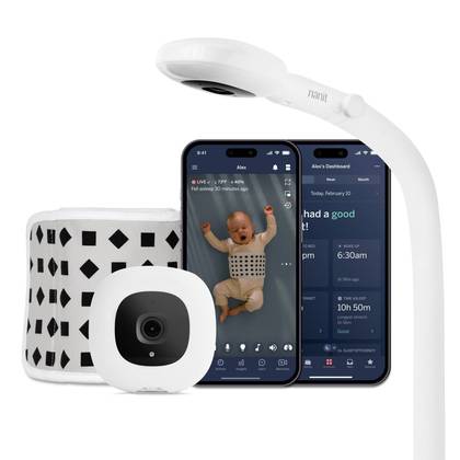 Nanit Pro Smart Baby Monitor & Floor Stand - White: Sleep Tracker, Movement Sensor, Wi-Fi Enabled, 2-Way Talk