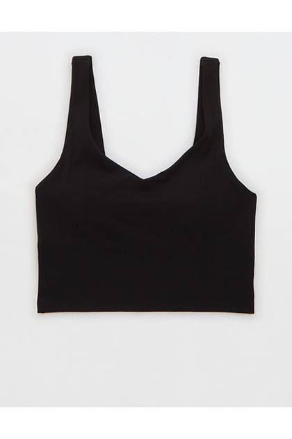 OFFLINE By Aerie Real Me Low Key Longline Sports Bra True Black
