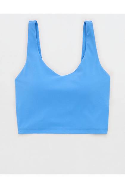 OFFLINE By Aerie Real Me Low Key Longline Sports Bra Tidal Blue