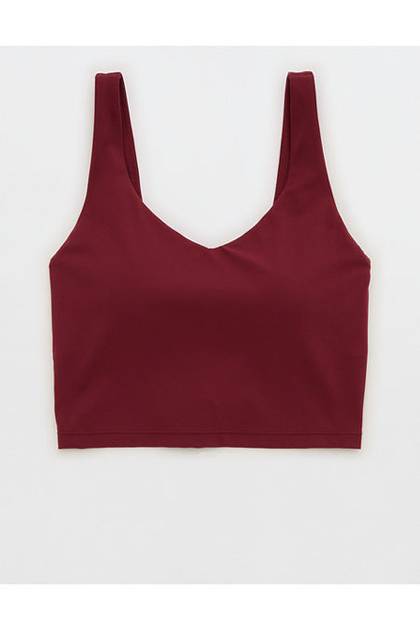 OFFLINE By Aerie Real Me Low Key Longline Sports Bra Raisin Red