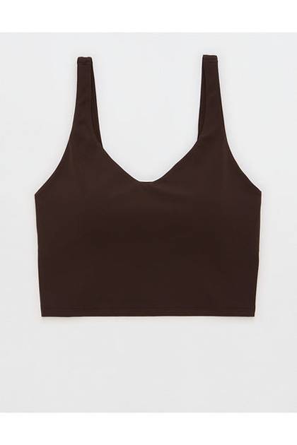 OFFLINE By Aerie Real Me Low Key Longline Sports Bra Deep Earth