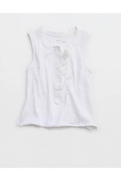 Aerie Shadow Stripe Henley Tank Top White