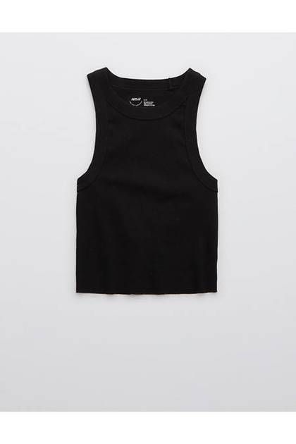 Aerie Free Spirit Ribbed Tank Top True Black