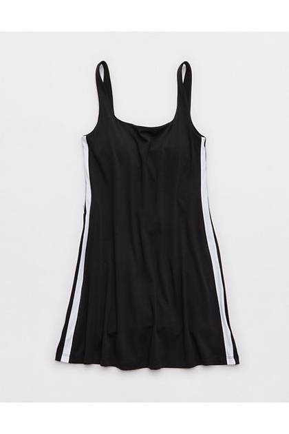 OFFLINE By Aerie Real Me XTRA Square Neck Track Mini Dress True Black