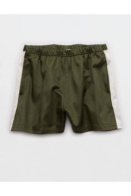 OFFLINE By Aerie Satin Track Short Military Green