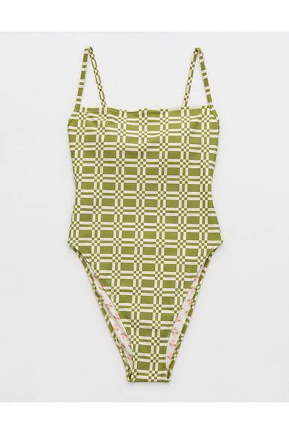 High Cut Scoop One Piece Swimsuit Palm